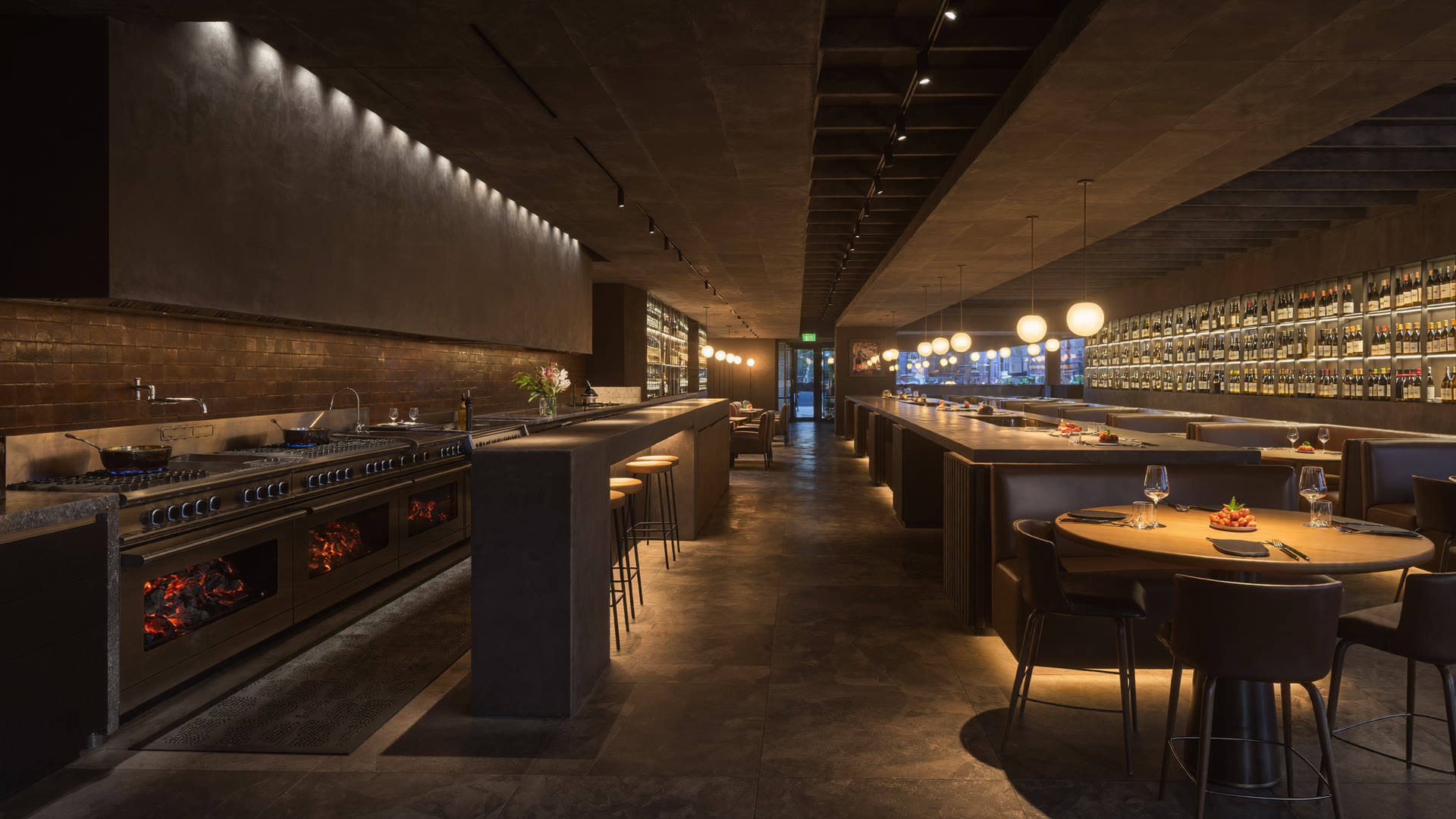 Renzo's SoHo dining room with wood-fired parrilla, Tampa FL